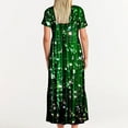 thumbnail image 4 of Penkiiy Women's Summer Shiny Print Casual Short Sleeve Crewneck Basic Swing T Shirt Dress Flowy Beach Vacation Sundress L Green, 4 of 8