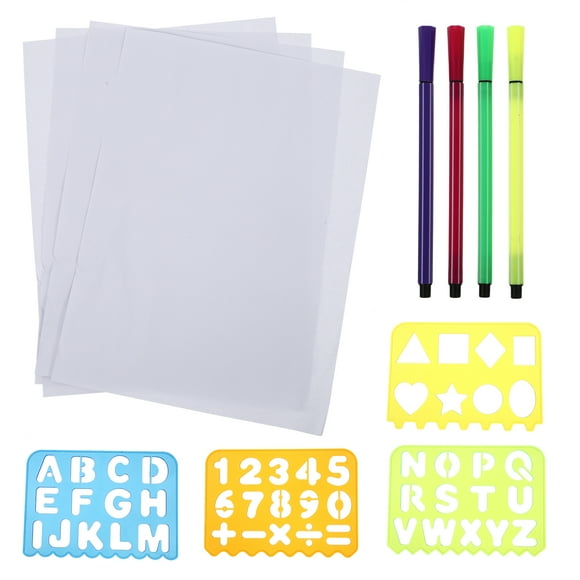 1 Set Alphabetic Number Templates Plastic ABC Stencils Number Stencils Ruler