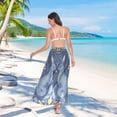 thumbnail image 7 of FORMRS Womens Long Sarong Beach Wrap Semi-Sheer Bikini Skirt Bathing Swimsuit Cover Up, Yellow Forest Pattern, 7 of 7