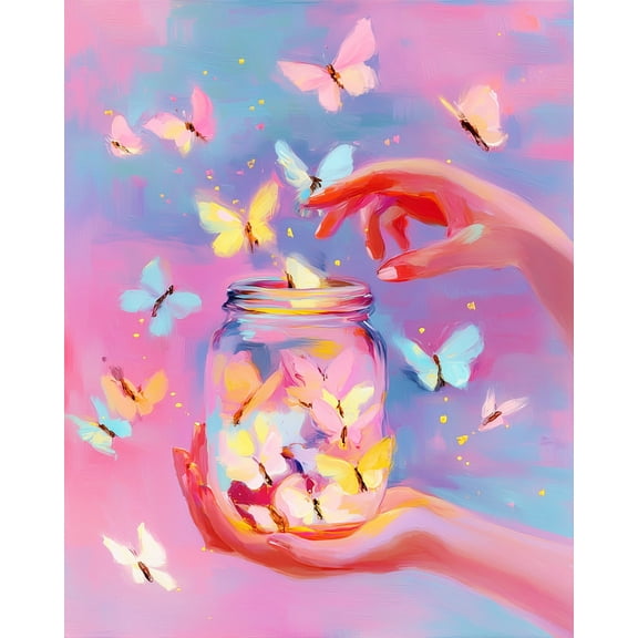 DIY Paint by Numbers Kit for Adults - Hands and Jars on Canvas 40x50 cm with Brush and Acrylic Paints Home Decor