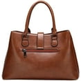 thumbnail image 4 of LHSHID Top Handle Handbag for Women Large Capacity Shoulder Bag Multi Pocket Tote Bag PU Leather Tote Bag Retro Satchel, 4 of 7