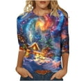 thumbnail image 3 of JURANMO Merry Christmas Women's 3/4 Sleeve Shirts Fashion Glitter Christmas Tree Print Casual Holiday Party Tops Casual Crewneck Pullover Tees Deals of the Day X-Multicolor#Fashion Holiday Top XXXL, 3 of 6
