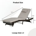 thumbnail image 2 of UHOMEPRO Outdoor Chaise Lounge Set of 2, All-Weather Wicker Long Reclining Chair, Patio Lounger Recliner for Poolside, Patio, Backyard, Max Weight 600 lbs | Waterproof | Easy to Assemble, Light Gray, 2 of 5