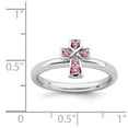 thumbnail image 5 of 925 Sterling Silver Stackable Expressions Rhodium Pink Tourmaline Cross Ring Size: 10; for Adults and Teens; for Women and Men, 5 of 5