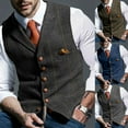 thumbnail image 6 of CENL Plaid Mens Waistcoat Lapel Vintage Vest Slim Business Formal Suit Vest, 6 of 9