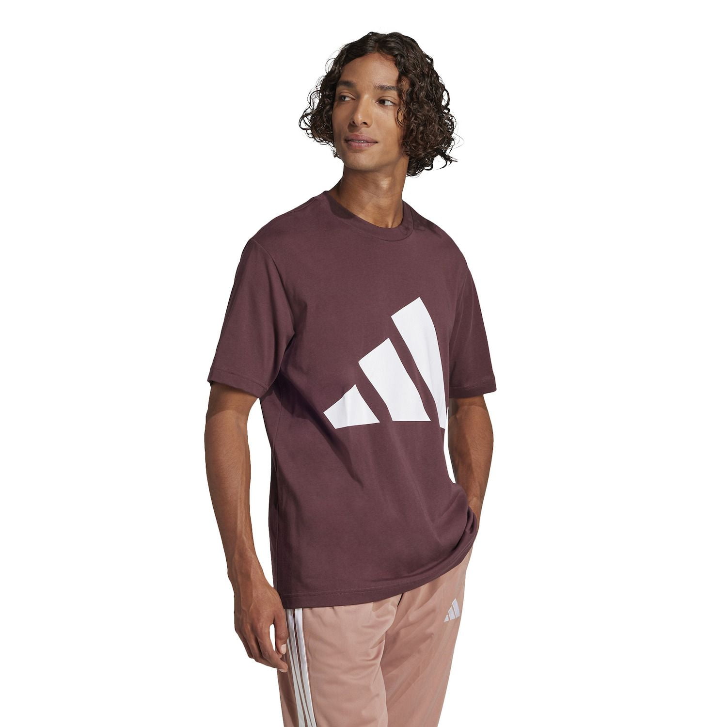 Men's adidas Essentials Big Logo Sportswear T-Shirt Color: Pure Ruby Size: L