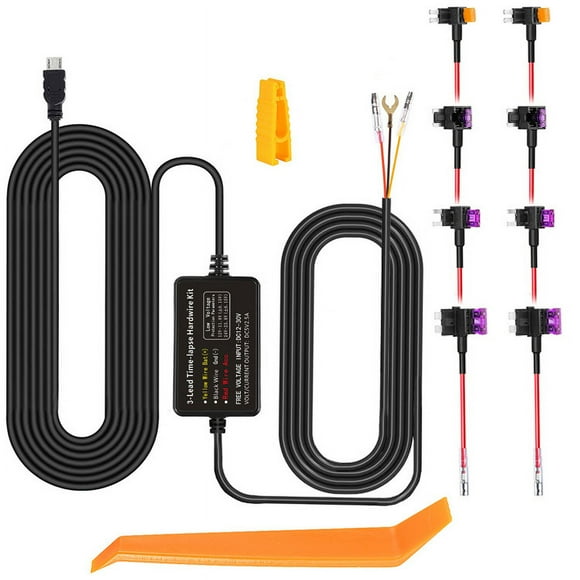 Línea de reducción de voltaje de 5 V 3 A, grabadora de video de reducción de tiempo de tres núcleos, línea de reducción de voltaje de monitoreo de estacionamiento tipo C