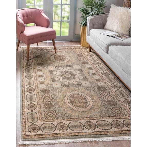 Rugs.com Amina Collection Rug – 6 Ft Runner Blue Medium-Pile Rug Perfect For Living Rooms, Large Dining Rooms, Open Floorplans