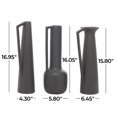 thumbnail image 4 of CosmoLiving by Cosmopolitan 17", 16", 16"H Black Ceramic Vase with Handles, Set of 3, 4 of 12