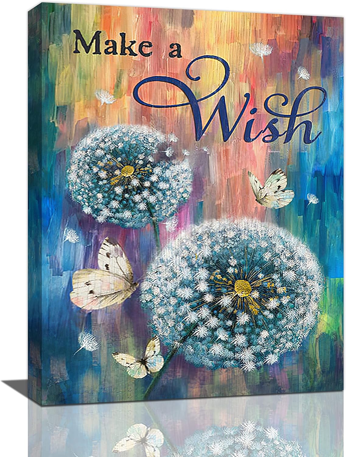 Farmhouse Dandelion Bathroom Wall Art Rustic Dandelion Butterfly Pictures Wall Decor Country Teal Bathroom Canvas Prints Painting Home Artwork for Bedroom Office Living Room Framed 12"x16"