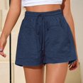 thumbnail image 3 of Aayomet Shorts de Gym pour Femmes Shorts Décontractés Hauts Unis Pantalons de Sport pour Femmes (Marine, L), 3 of 5