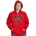 thumbnail image 4 of Glory Be To God Glowing Christian Zip Hoodie Sweatshirt Women Brisco Brands S, 4 of 5