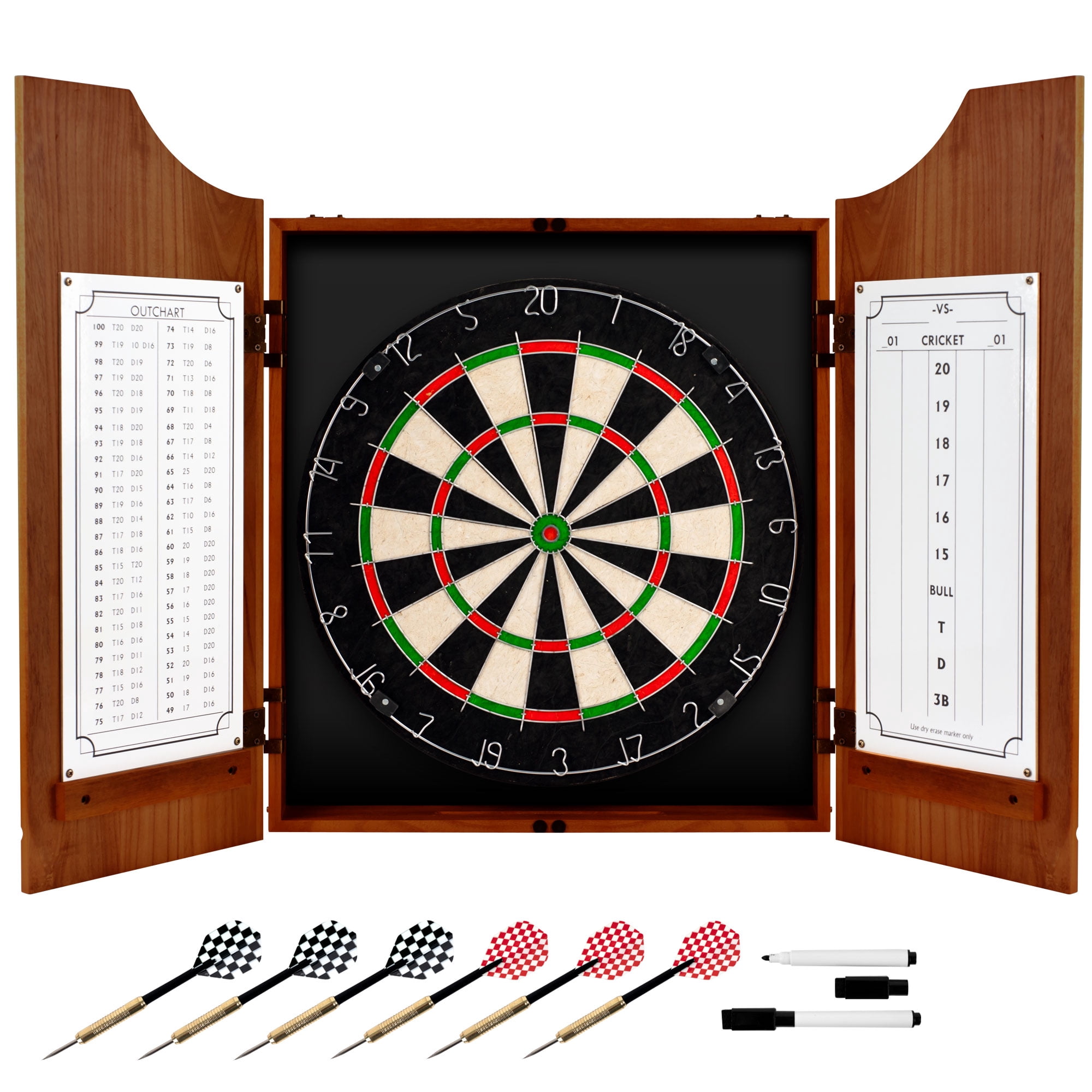 Coca-Cola Vintage Engraved Dart Board Cabinet Set with 6 Steel Tip Darts