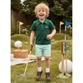 thumbnail image 3 of BemeyourBBs Kids Toddler Baby Boys Golf Outfit Short Sleeve Golf Embroidery Collared Shirt Tops with Plaid Shorts Set Toddler Baby Boys Summer Clothes, 3 of 9