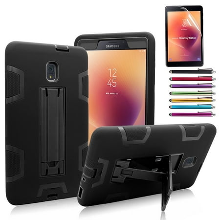 Galaxy Tab E4 Galaxy Tab A 8.0 Case 2017,Mignova Heavy Duty rugged Hybrid Protective Case with Build In Kickstand For Galaxy Tab A 8.0 SM-T380/T385 (2017) + Screen Protector Film and Stylus Pen (Black) ()