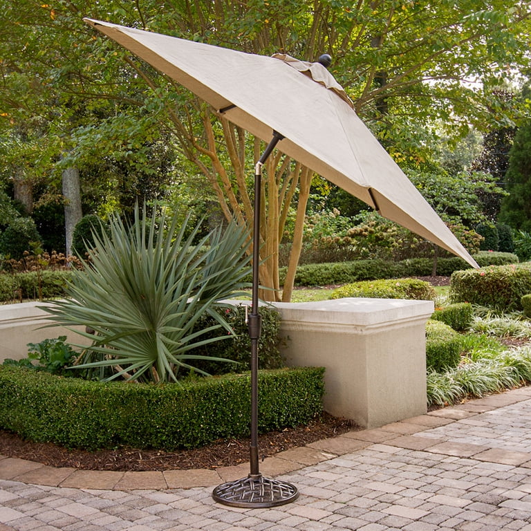 Hanover 9 Ft Tan Outdoor Market Umbrella, Adjustable Canopy Shade