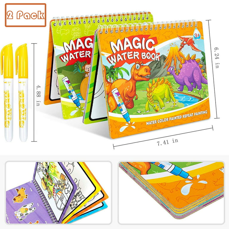 JUNWELL 4 Pack Water Coloring Books for Toddlers, Magic Paint with Water  Doodle Book Toys for 1-3, Educational Learning Toy for Toddlers 3-5, Toys  for 1 2 3 4 5 Year Old Boys Girls Gift 