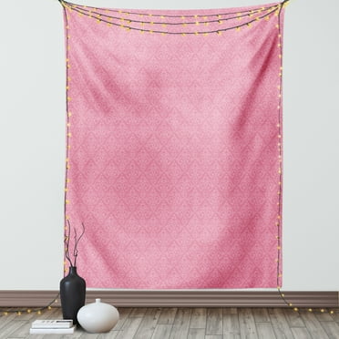 Pale Pink Tapestry, Baroque Pattern with Damask Inspired Motifs Old Fashioned Rococo Influences, Wall Hanging for Bedroom Living Room Dorm Decor, 40W X 60L Inches, Pink Pale Pink, by Ambesonne