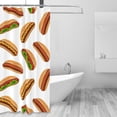 thumbnail image 2 of Shower Curtain, Hot Dog Print White Waterproof Fabric Plastic Shower Curtain, Drying Fast Bathroom Curtain with 9 Buttonholes, Ruffle Shower Curtain 60x72in, 2 of 8