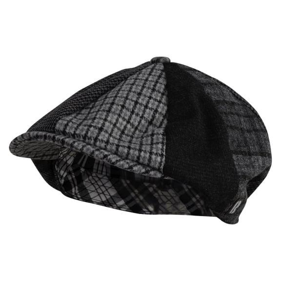 Big Size 8 Panel Patchwork Newsboy Hat - Black Charcoal 2XL-3XL