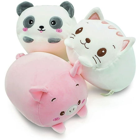 Plush Toys Set, 3Pcs Stuffed Animals with Panda, Pig and Cat, Creative Decoration Cuddly Plush Pillows 9 Plush Toys Set, 3Pcs Stuffed Animals with Panda, Pig and Cat, Creative Decoration Cuddly Plush Pillows 9