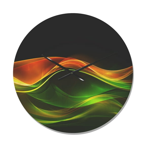Designart 'Abstract Yellow Green in Black ' Modern Wood Wall Clock