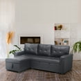 thumbnail image 4 of Laura Reversible Sleeper Sectional Sofa Storage Chaise-Color:Black,Fabric:Air Leather, 4 of 5