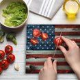 thumbnail image 3 of USA Cutting Board, Fourth of July Independence Day Weathered Retro Wood Wall Looking Country Emblem, Decorative Tempered Glass Cutting and Serving Board, Large Size, Red Blue Tan, by Ambesonne, 3 of 5