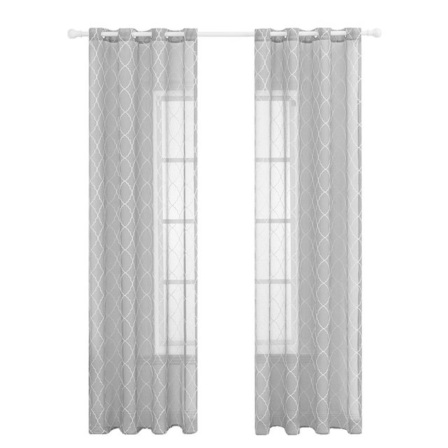 Coofit Rideau de Fenêtre Transparent Polyester Broderie Simple Gaze de Fenêtre Rideau à Passe-Tringle