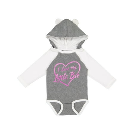 

Inktastic I Love My Little Bro in Pink Chalk Heart Gift Baby Boy or Baby Girl Long Sleeve Bodysuit