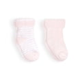 thumbnail image 1 of Pack de 2 calcetines Kushies Baby Terry, 3 a 6 m, rosas, 1 of 4