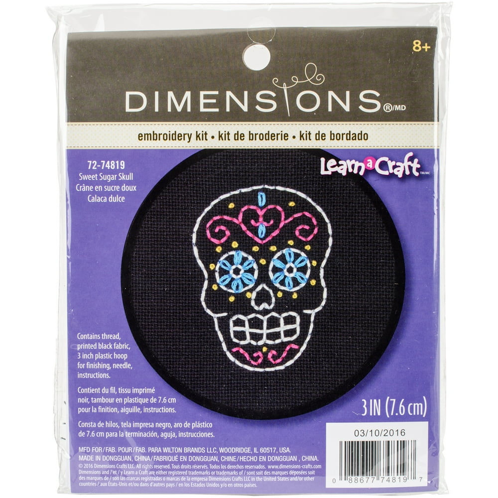 LearnACraft Sweet Sugar Skull Counted Cross Stitch Kit3" Round 11