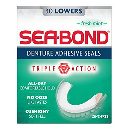 5 Pack - SEA-BOND Denture Adhesive Wafers Lowers Fresh Mint 30