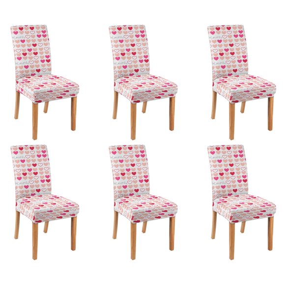 Housses de Chaise pour Salle à Manger Ensemble de 6 Housses de Chaise Extensibles Amovibles Lavables pour Cuisine Maison Fête Hôtel Cérémonie de Mariage, Taille Universelle (Cœur d'Amour)