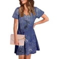 thumbnail image 4 of Womens Dresses Dresses for Women Summer Dress Plus Size Women's Fashion Summer Print Short-sleeved V-neck Casual Dress Dark Blue XXL, 4 of 8