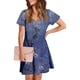 thumbnail image 3 of Vestido Corto de Verano Moda Gradiente Corto de Manga en V Cuello Vestido Casual, Poliéster Ligero de Verano, Lavado de Manos, 3 of 7
