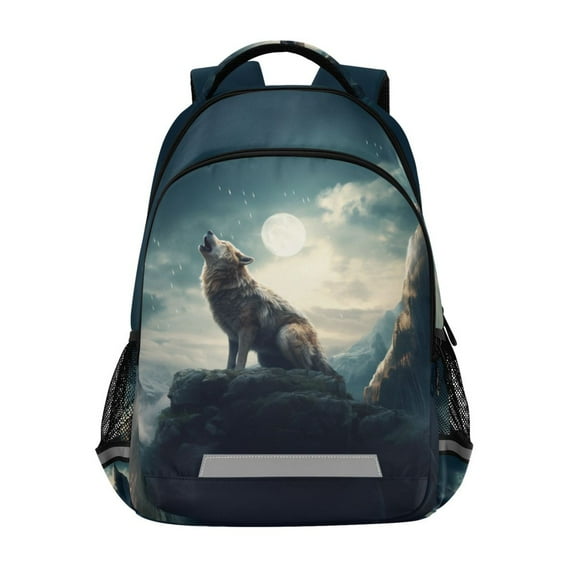 ALAZA Wolf on Mountain Howl Backpack Elementary School Bag Bookbag Travel Rucksack