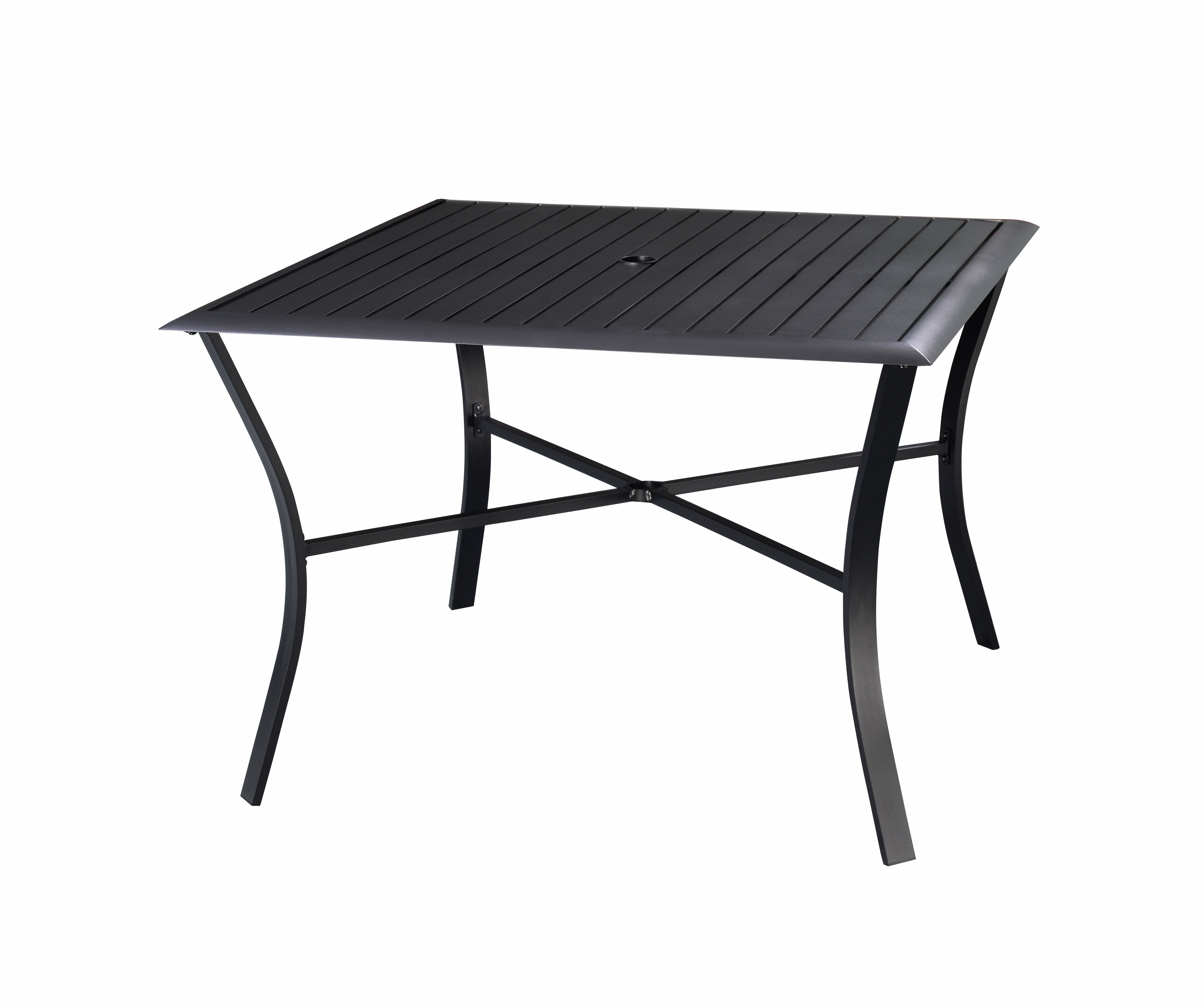 Aluminum Square Slat Top Patio Dining Table Black