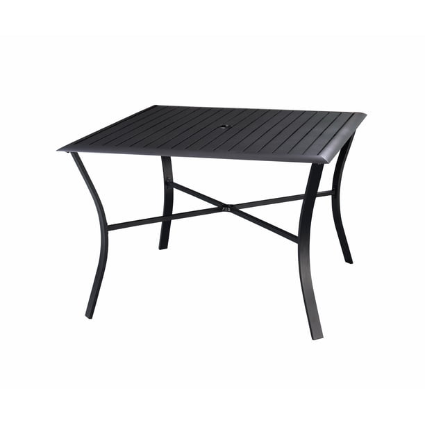 Aluminum Square Slat Top Patio Dining Table Black