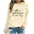 thumbnail image 2 of Ladies Fashion Leisure Pure Color Loose Long Sleeved Printed Letters Round Collar, 2 of 2