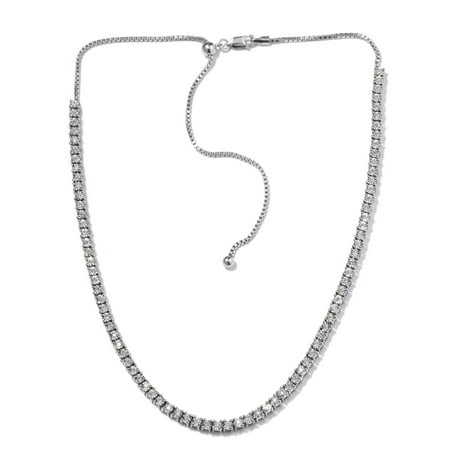 24 Vintage Silver Plated - 925 Sterling Silver Platinum Plated Round Diamond Necklace 20