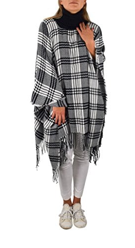 black and white poncho sweater