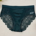 thumbnail image 2 of WULMLEO Womens Panties Sexy Lace Hem Briefs Underwear Slim Fit High Waisted Underwear Flowy Seamless Pantie Lightweight Bikini Dark Green L, 2 of 3