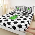 thumbnail image 4 of Erosebridal Personalized Initial T Soccer Print Queen Sheet Sets 4 Pieces for Boys Girls,Teens Green Glitter Print Bed Set,Ultra Soft Home Decor, 4 of 5