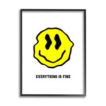 Stupell Industries Everything is Fine Smiley Abstract Painting Black Framed Art Print Wall Art, 11 x 14