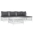 thumbnail image 2 of vidaXL 5 Piece Patio Lounge Set with Cushions White Steel, 2 of 9