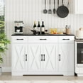 thumbnail image 3 of Homfa Buffet Cabinet with 3 Drawers and 4 Doors, 55.1” W Kitchen Sideboard Storage Cabinet with Adjustable Shelves, Farmhouse Coffee Bar Cabinet for Dining Room, White & Black, 3 of 9