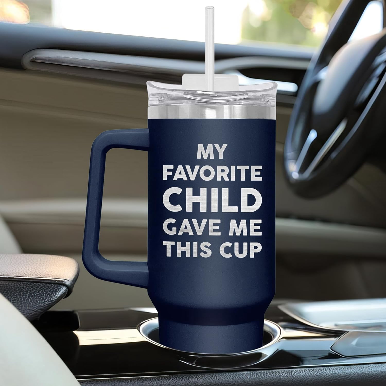 Father's Day Gifts for Dad - Insulated 40 oz Tumbler with Straw and Handle - Fathers Day Birthday Gifts for Dad from Daughter Son, Mens Birthday Gift Ideas