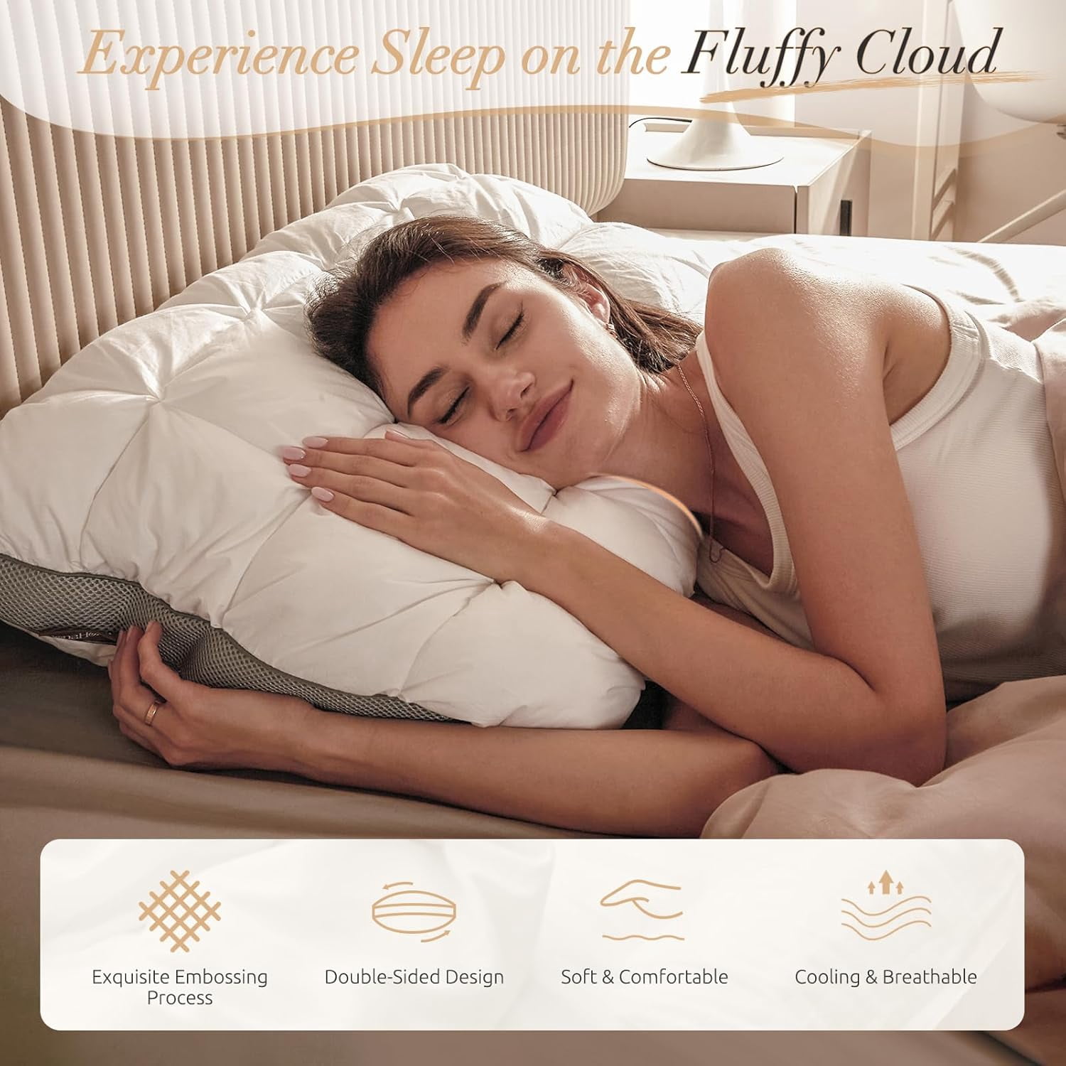 Hotel Cervical Pillow for Sleeping – Ergonomic Contour Neck Support Bed Pillow, Fluffy and Supportive for Side, Back & Stomach Sleepers