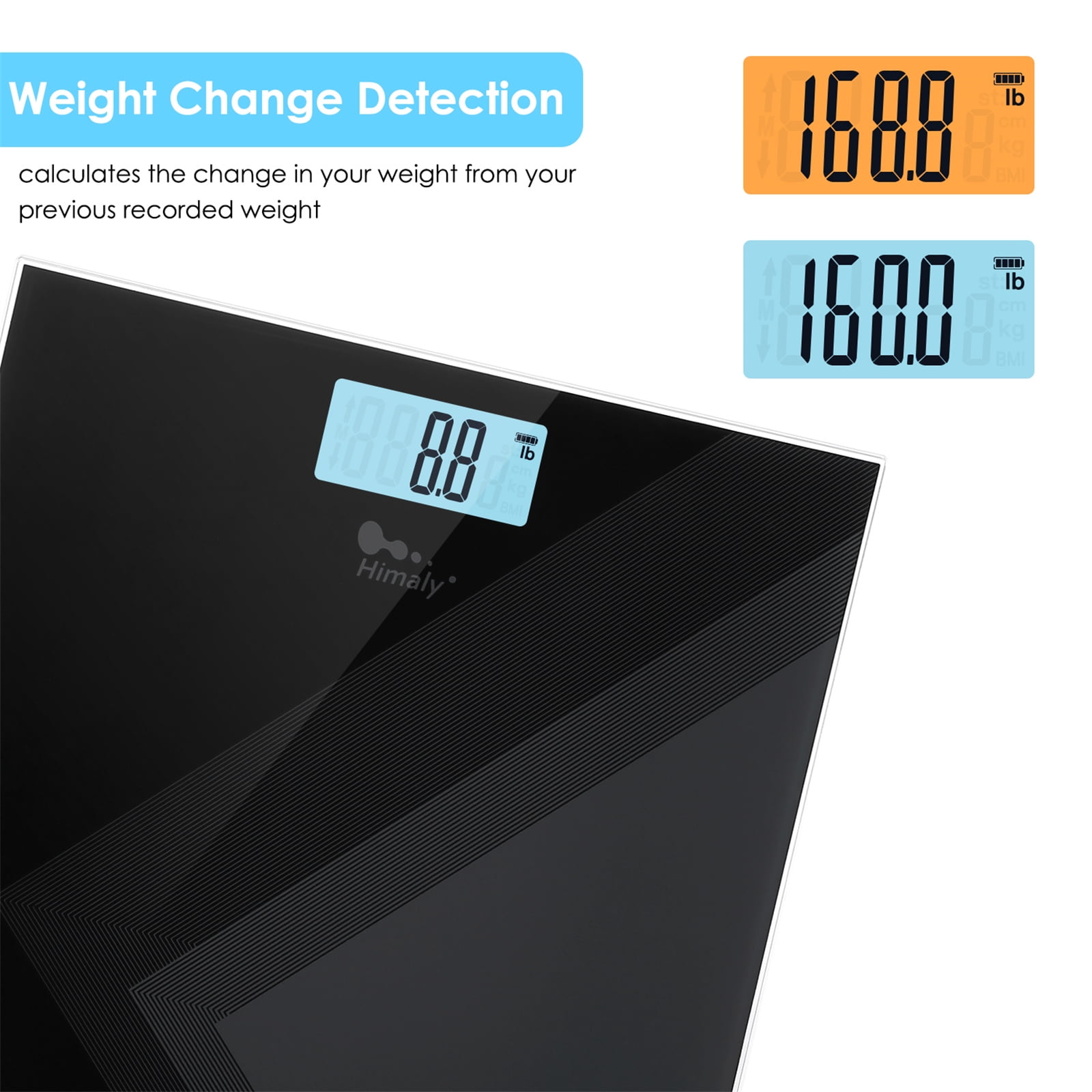 Bathroom Scales for Body Weight,Rechargeable Battery and Temperature  Display 